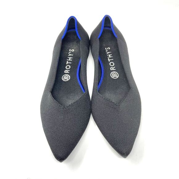 Rothy’s | Black the Point Flats Knit Slip Ons Blue 10.5 - Picture 1 of 7